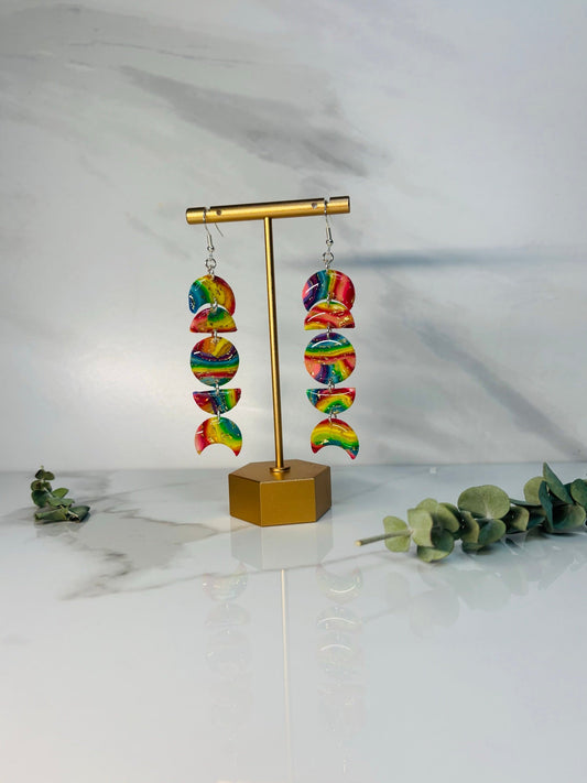 Moon and Halfmoon Rainbows handmade earrings
