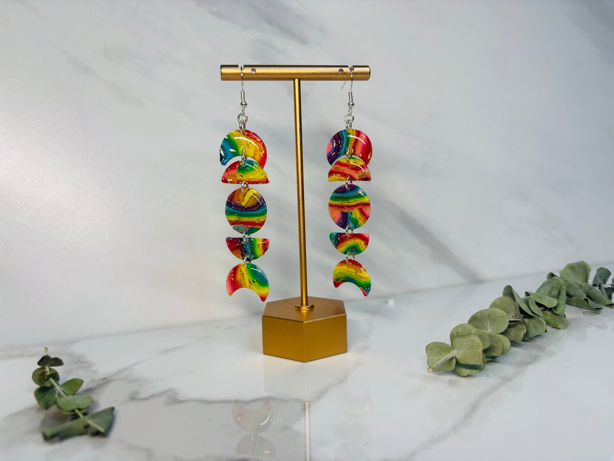 Moon and Halfmoon Rainbows handmade earrings