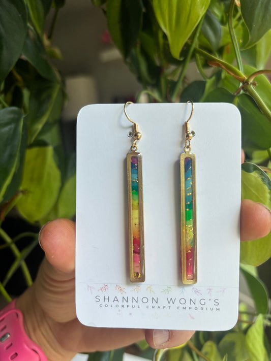 Rainbow Longs handmade earrings