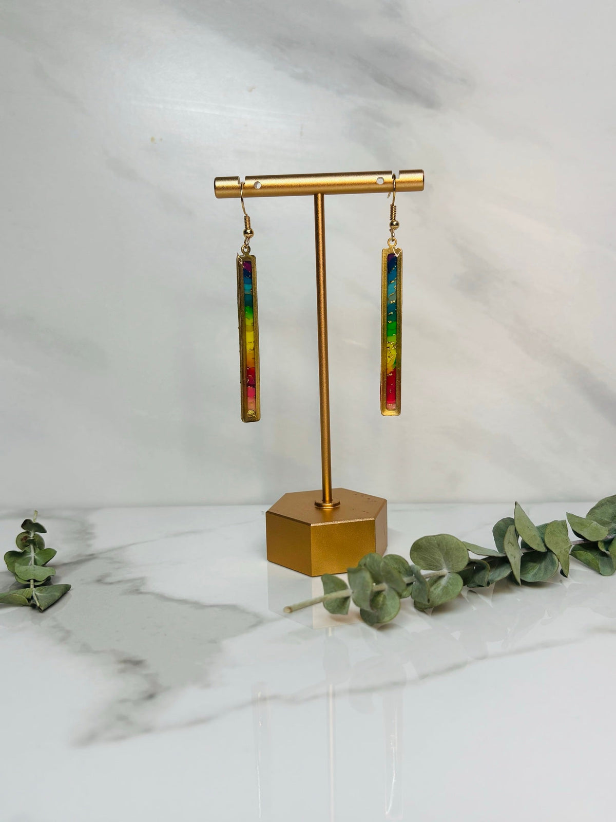 Rainbow Longs handmade earrings